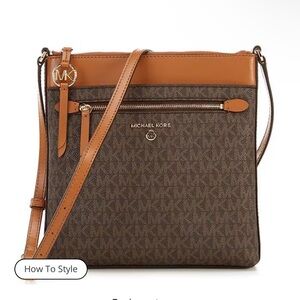 Michael Kors Signature Jet Set Small North South Flat Crossbody Bag